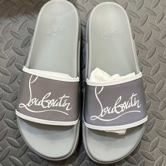 Christian Louboutin Other - Christian Louboutin. Men’s, grey slides. NWT & original box.